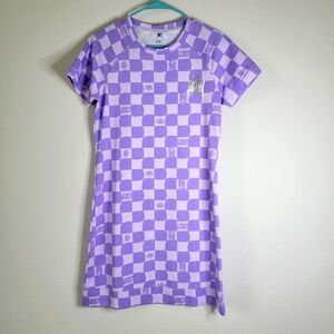 NWOT - Juicy Couture - Lilac Sky Checkered Short Sleeve Mini Dress Size M